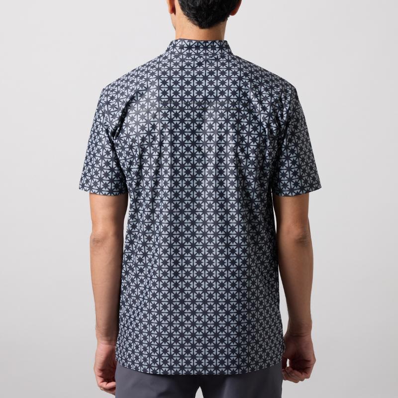 BANDEL BICOLOR CREST ALLOVER S/S MOCK NECK SHIRTS
