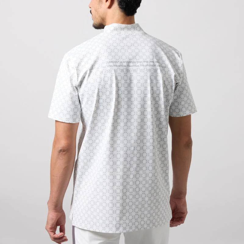 BANDEL BICOLOR CREST ALLOVER S/S MOCK NECK SHIRTS