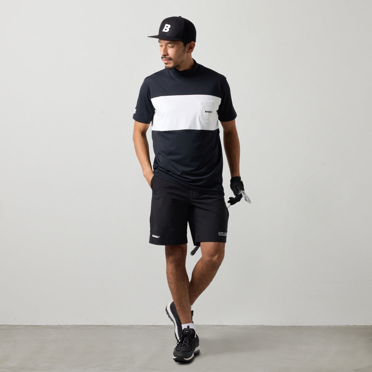 BANDEL GOLF BICOLOR PATERN S/S MOCK NECK SHIRTS