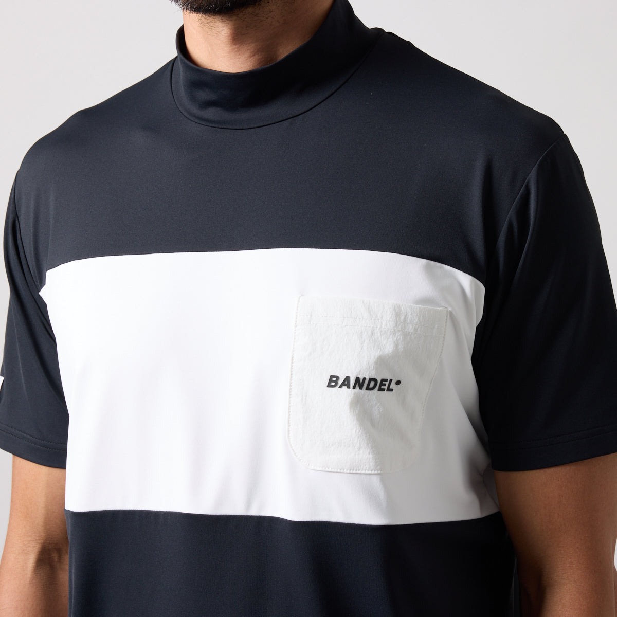 BANDEL GOLF BICOLOR PATERN S/S MOCK NECK SHIRTS