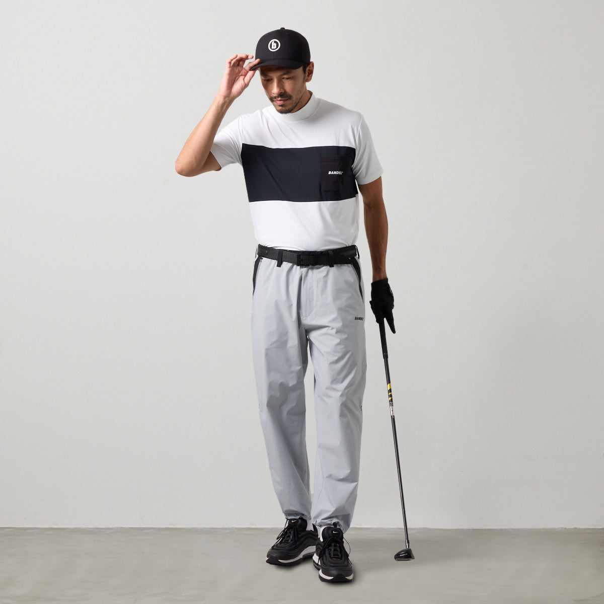 BANDEL GOLF BICOLOR PATERN S/S MOCK NECK SHIRTS