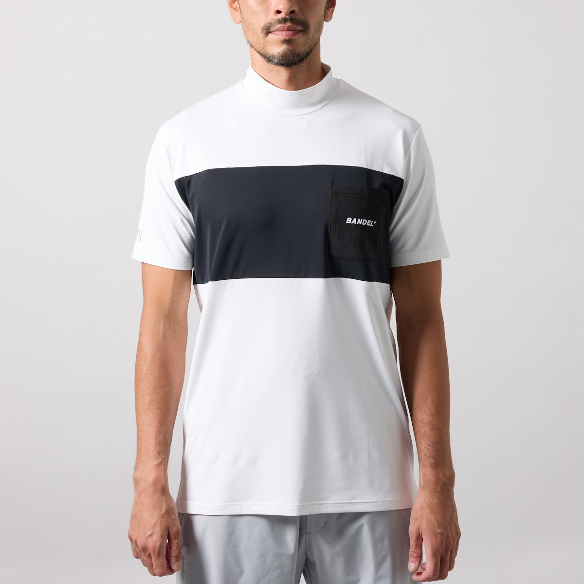 BANDEL GOLF BICOLOR PATERN S/S MOCK NECK SHIRTS