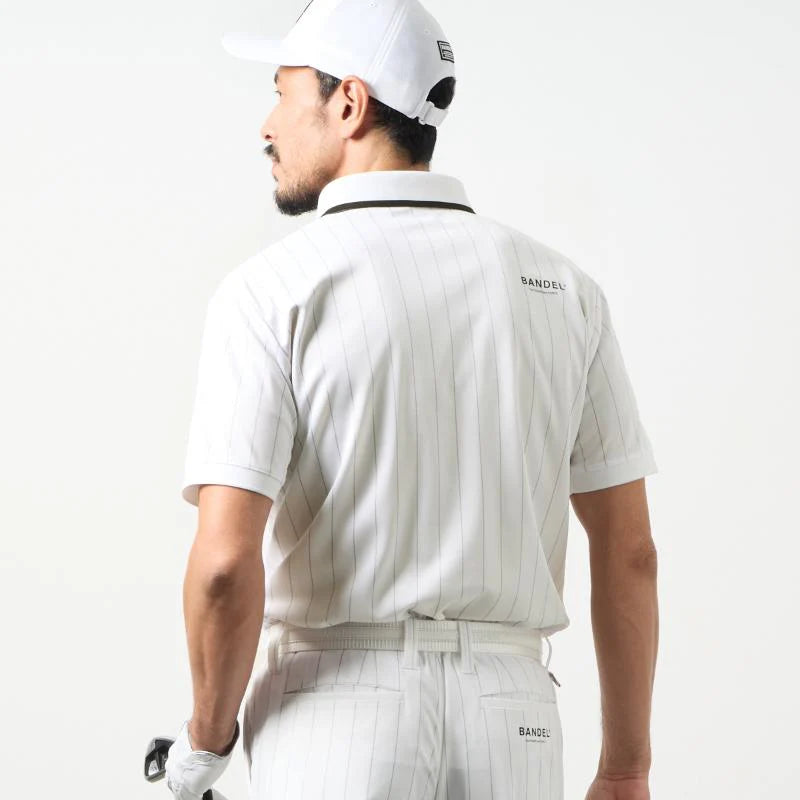 BANDEL GOLF ピンストライプポロシャツ  WHITE