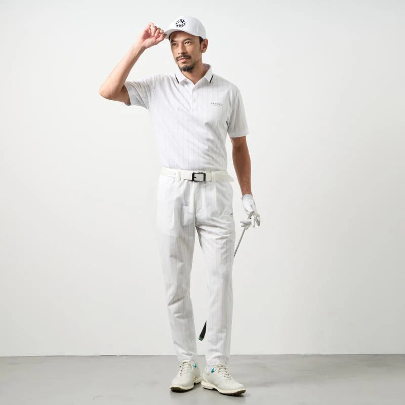 BANDEL GOLF ピンストライプポロシャツ  WHITE