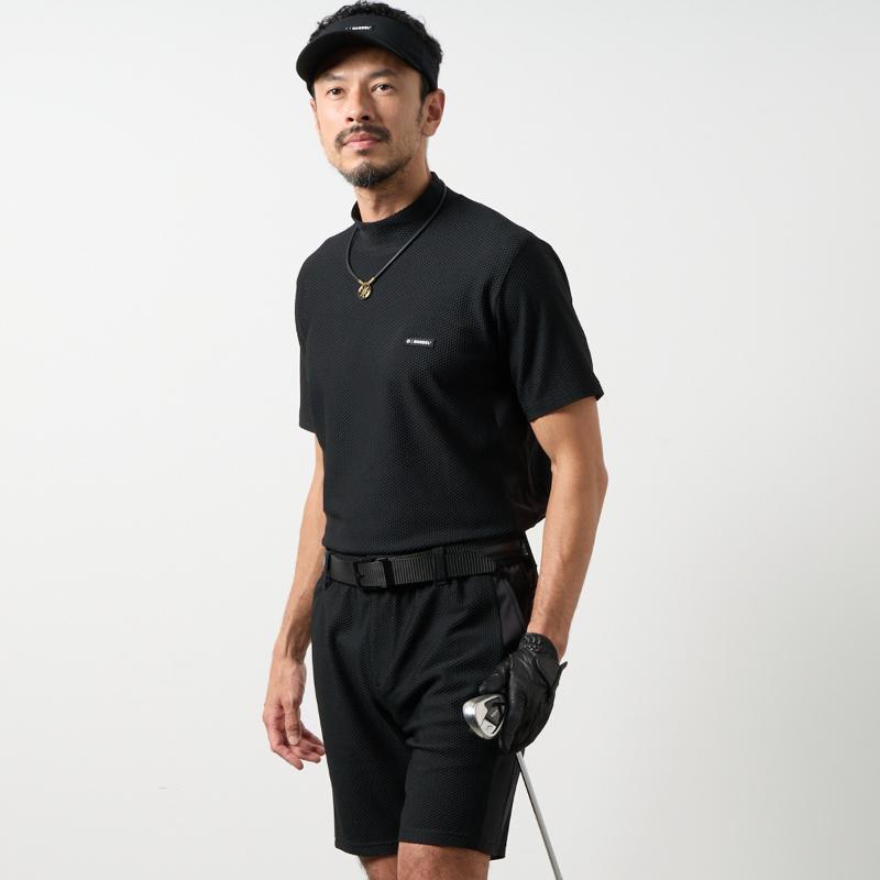BANDEL GOLF ドライワッフルスウィッチモックネック　BLACK