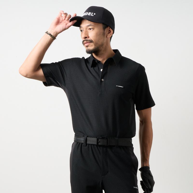 BANDEL GOLF バンデルゴルフ ドライワッフルスウィッチポロシャツ BLACK