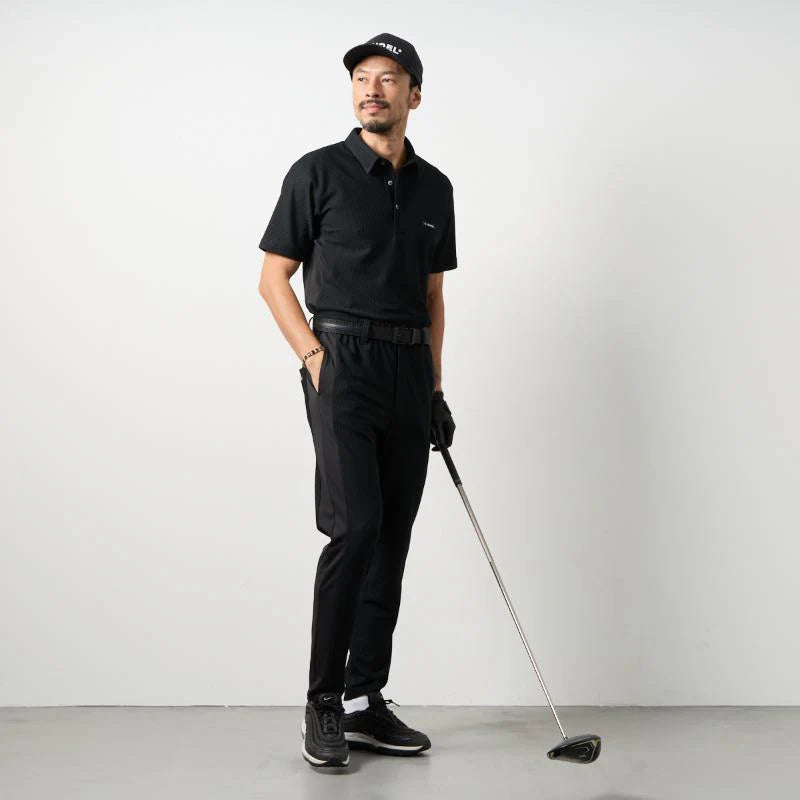 BANDEL GOLF バンデルゴルフ ドライワッフルスウィッチポロシャツ BLACK