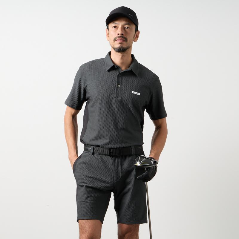 BANDEL GOLF バンデルゴルフ ドライワッフルスウィッチポロシャツ CHARCOAL GRAY