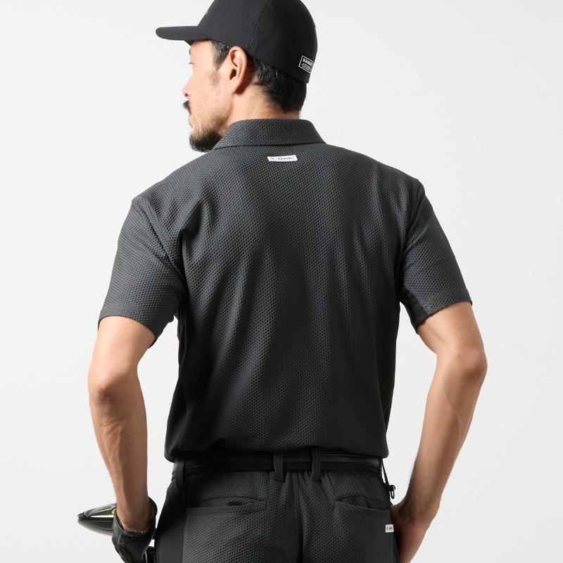BANDEL GOLF バンデルゴルフ ドライワッフルスウィッチポロシャツ CHARCOAL GRAY