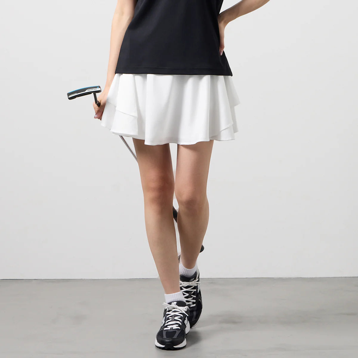 BANDEL GOLF ウィメンズ ダブルフェイスドレープスカート WHITE