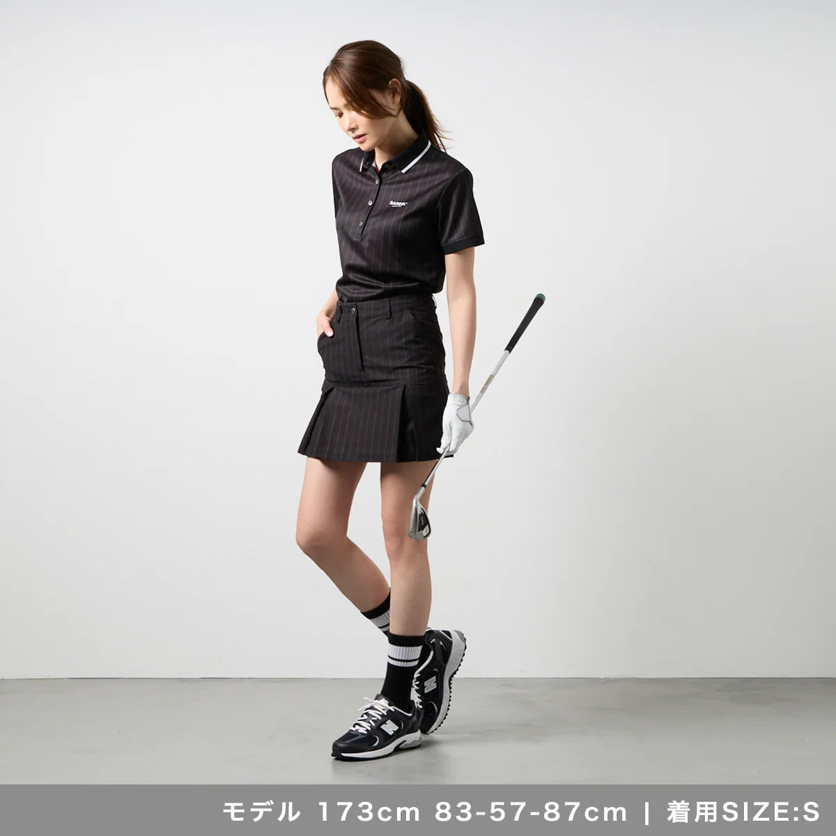 BANDEL GOLF バンデル ゴルフ ウィメンズ ピンストライプインバーテッドプリーツスカート BLACK