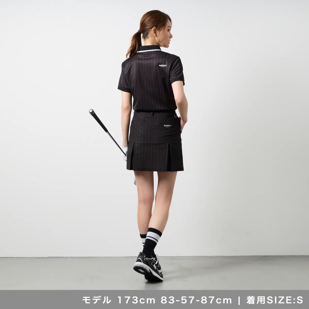 BANDEL GOLF バンデル ゴルフ ウィメンズ ピンストライプインバーテッドプリーツスカート BLACK