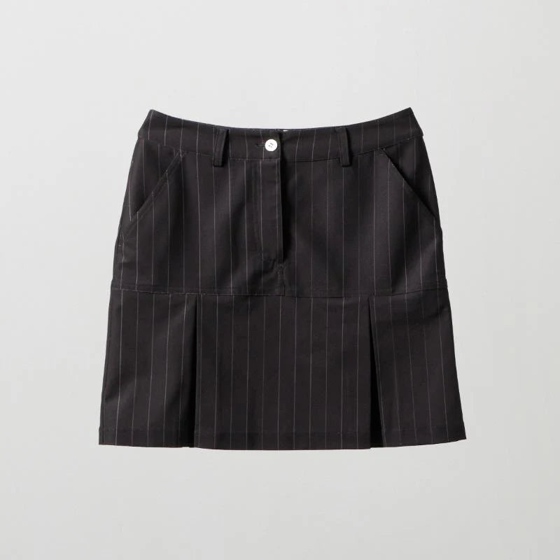BANDEL GOLF バンデル ゴルフ ウィメンズ ピンストライプインバーテッドプリーツスカート BLACK