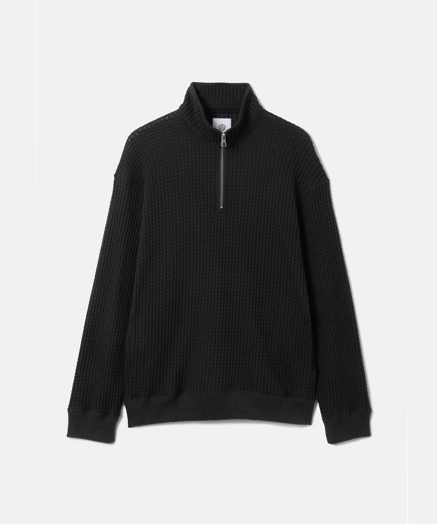 BIG WAFFLE HALFZIP PULLOVER BLACK
