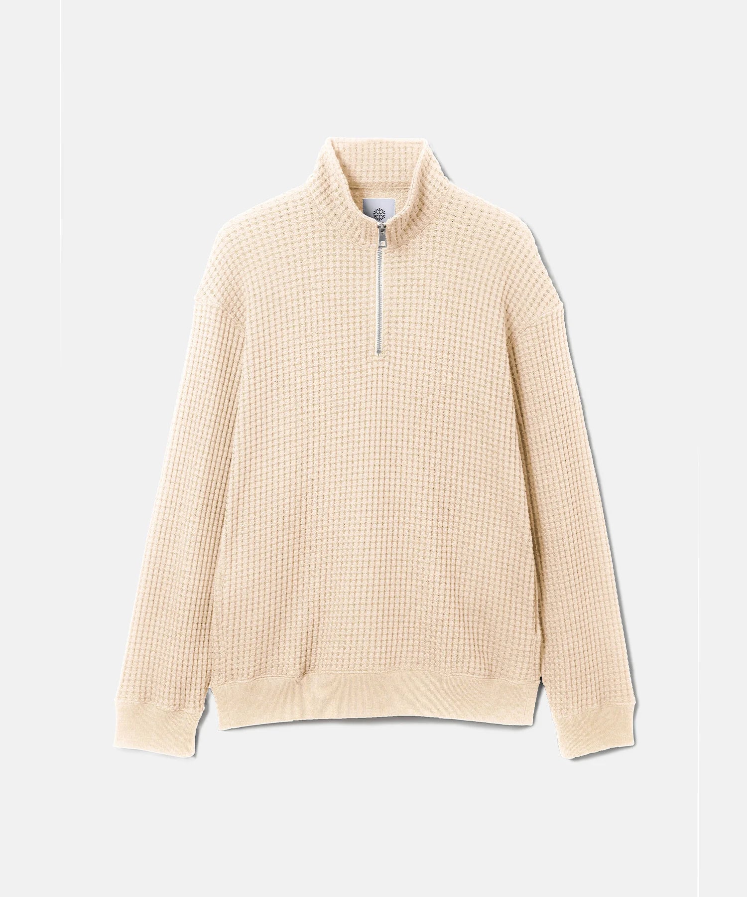 BIG WAFFLE HALFZIP PULLOVER CREAM