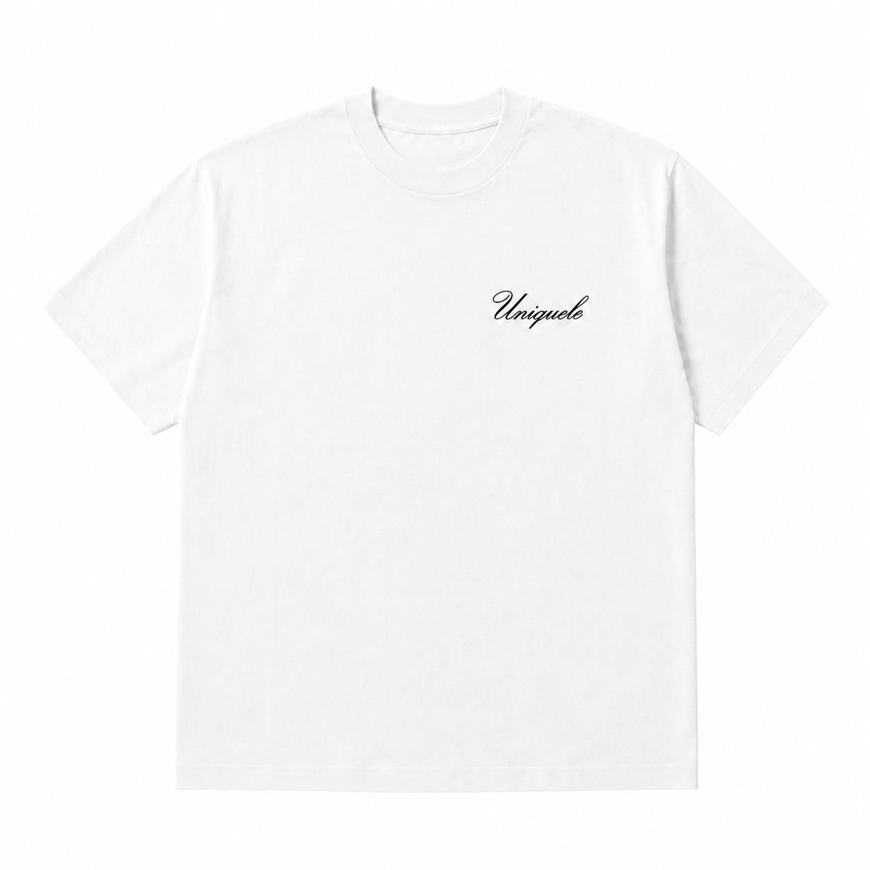 【ご予約商品】uniquele クルーネック Tシャツ Made in USA 6.5oz ST2004 ホワイト×ブラック