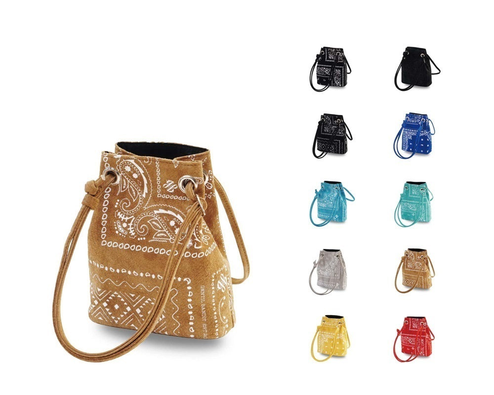 SUEDE DRAWSTRING MINI BAG