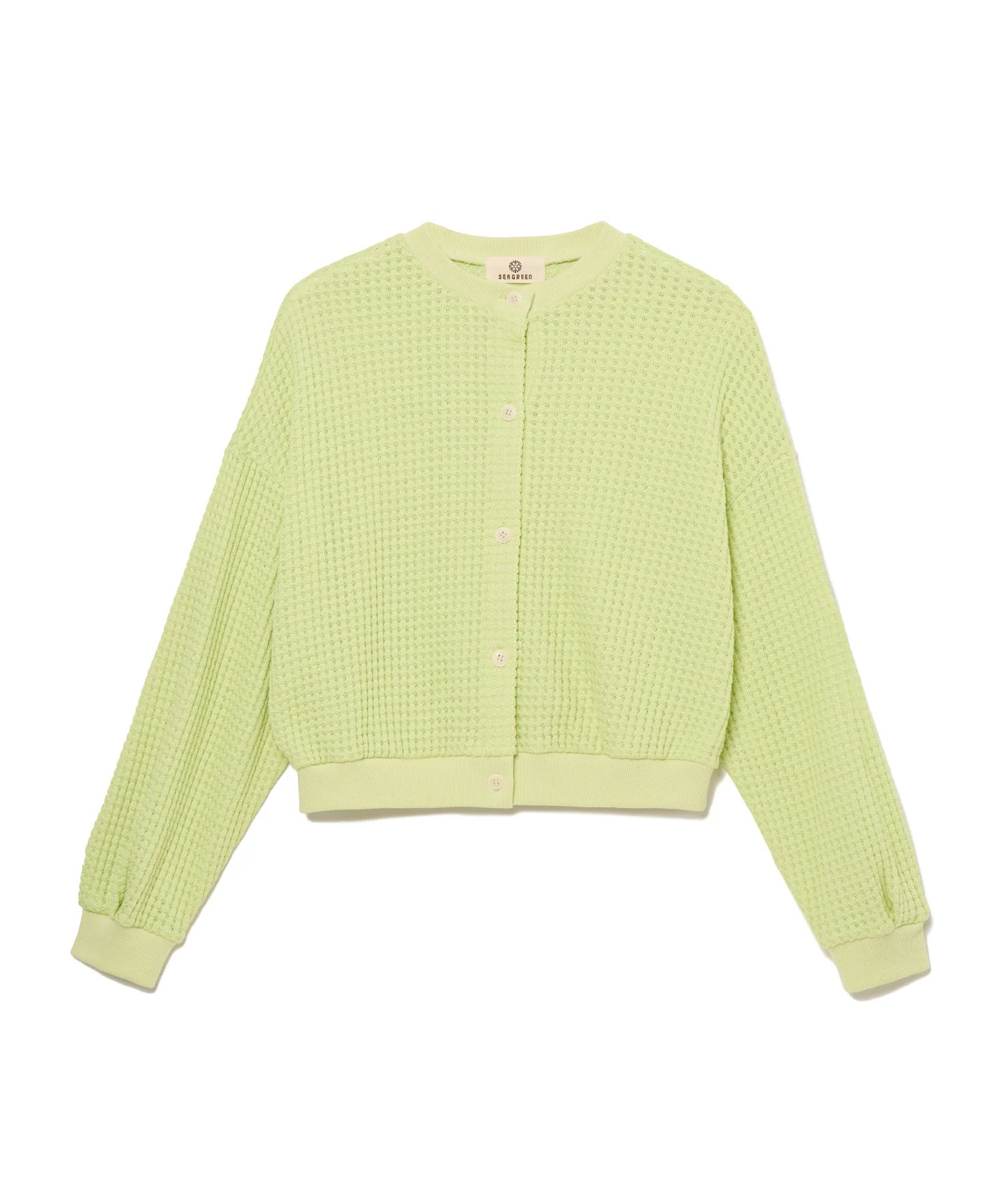 SEAGREEN BIG WAFFLE CARDIGAN