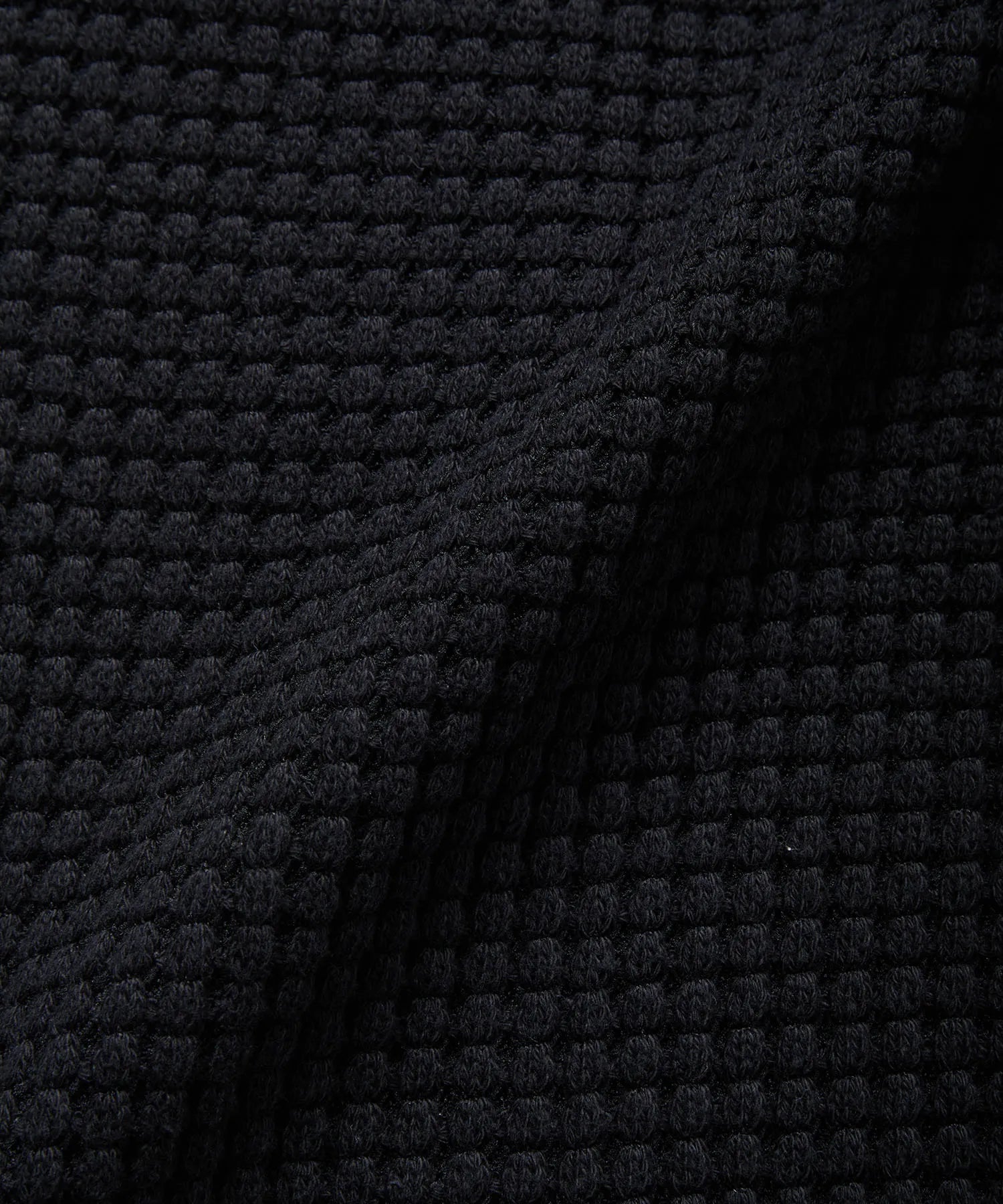 BIG WAFFLE HALFZIP PULLOVER BLACK