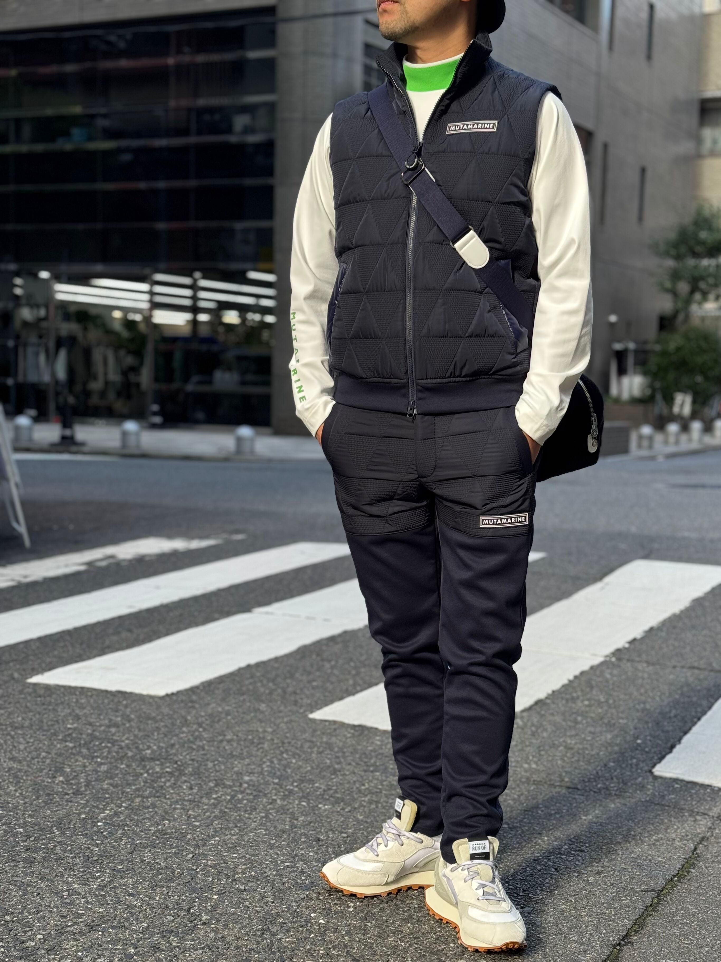 muta MARINE ベスト Geometric down vest MMJC-443369 NAVY