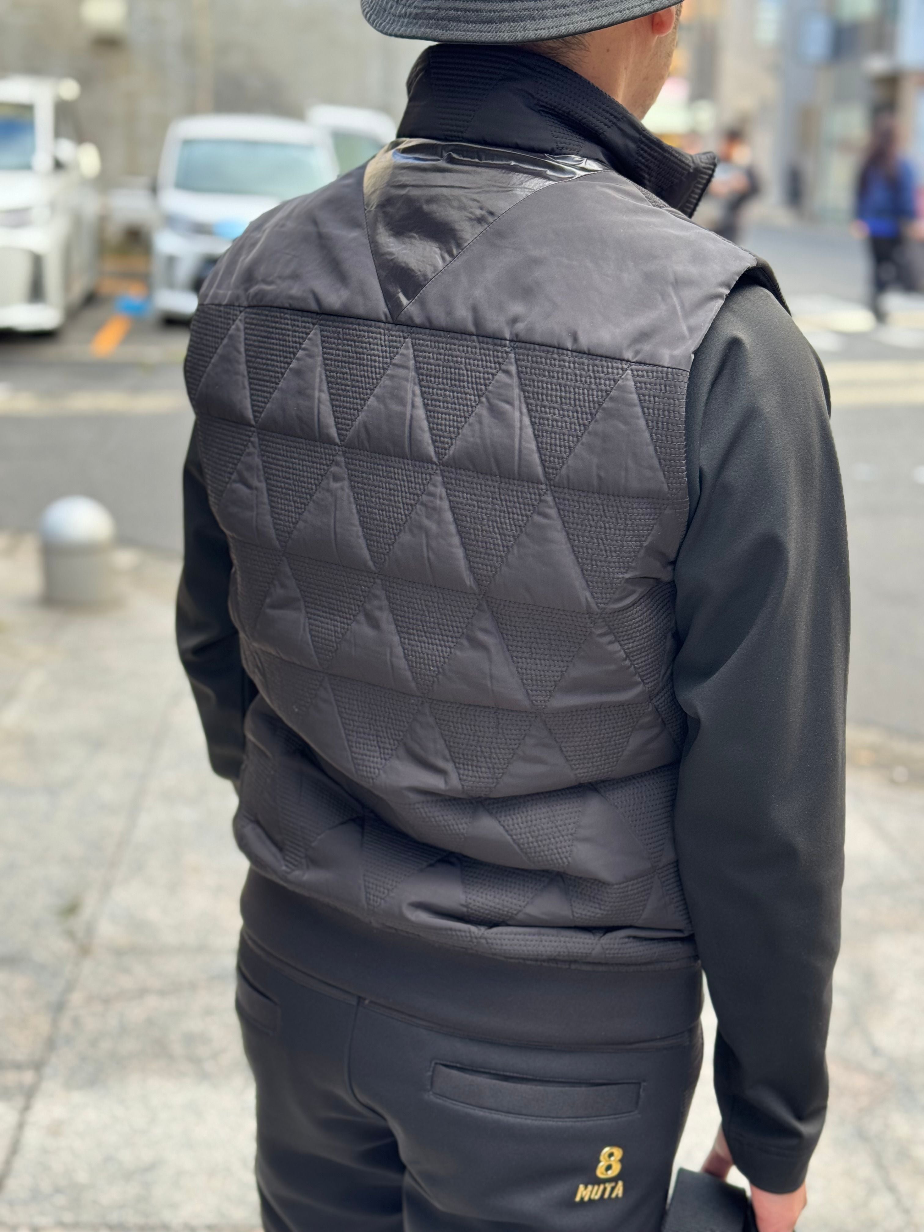 muta MARINE ベスト Geometric down vest MMJC-443369 BLACK