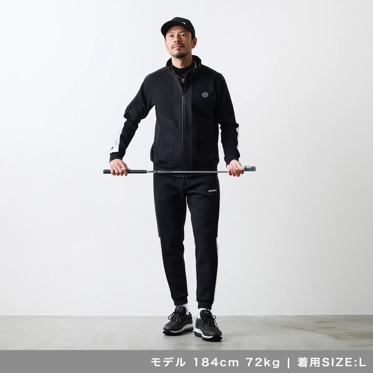 BANDEL GOLF スタンドカラー スウィッチ ジップブルゾン BLACK