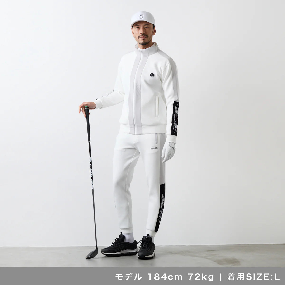 BANDEL GOLF スタンドカラー スウィッチ ジップブルゾン WHITE