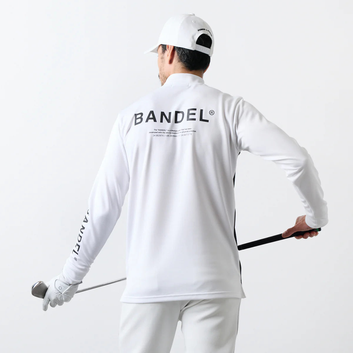 BANDEL GOLF バンデル ゴルフ チェストスウィッチ 長袖モックネック WHITE