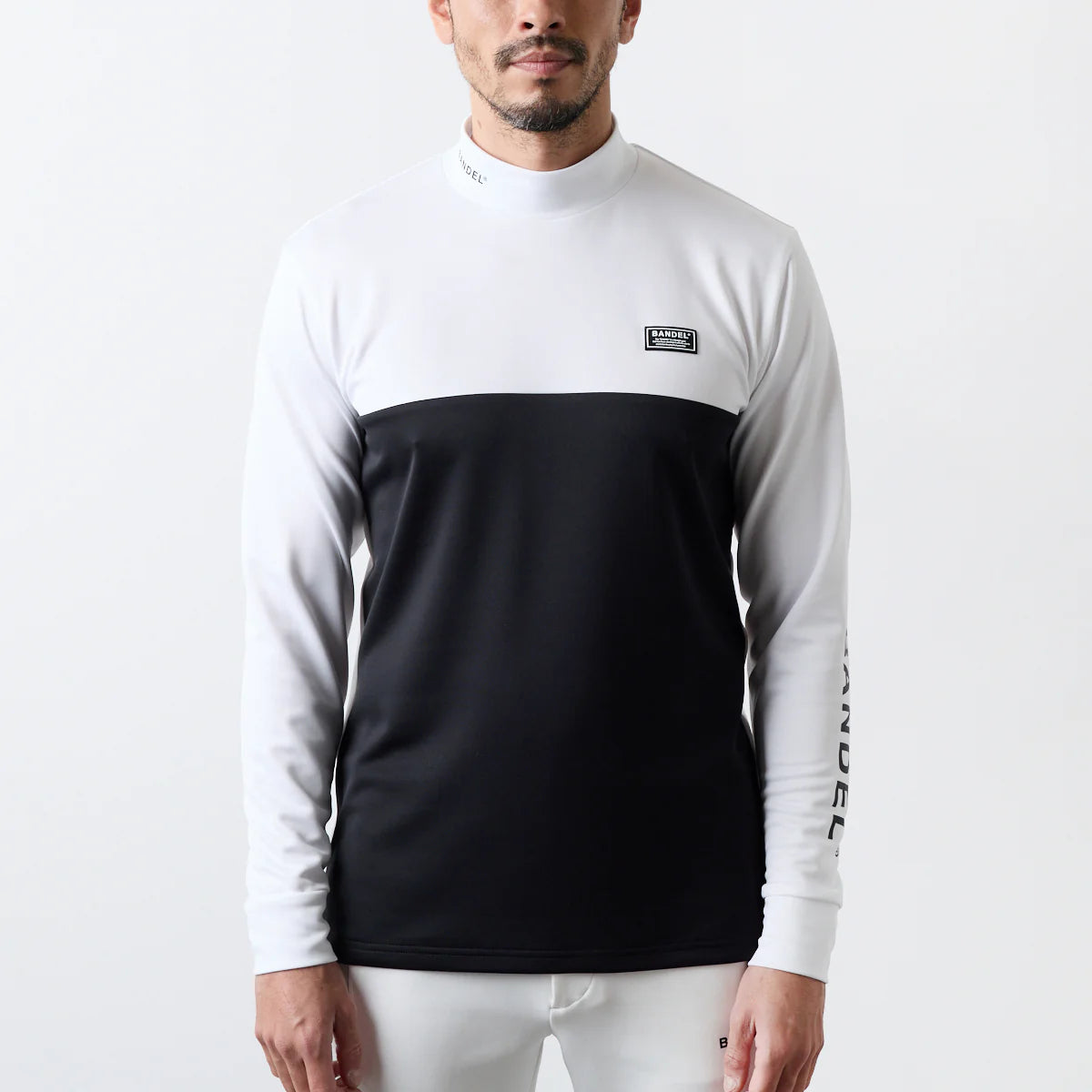 BANDEL GOLF バンデル ゴルフ チェストスウィッチ 長袖モックネック WHITE