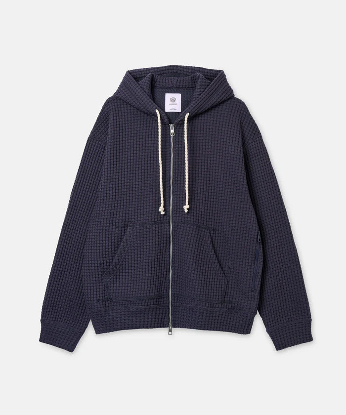 SEAGREEN BIG WAFFLE RELAX HOODIE