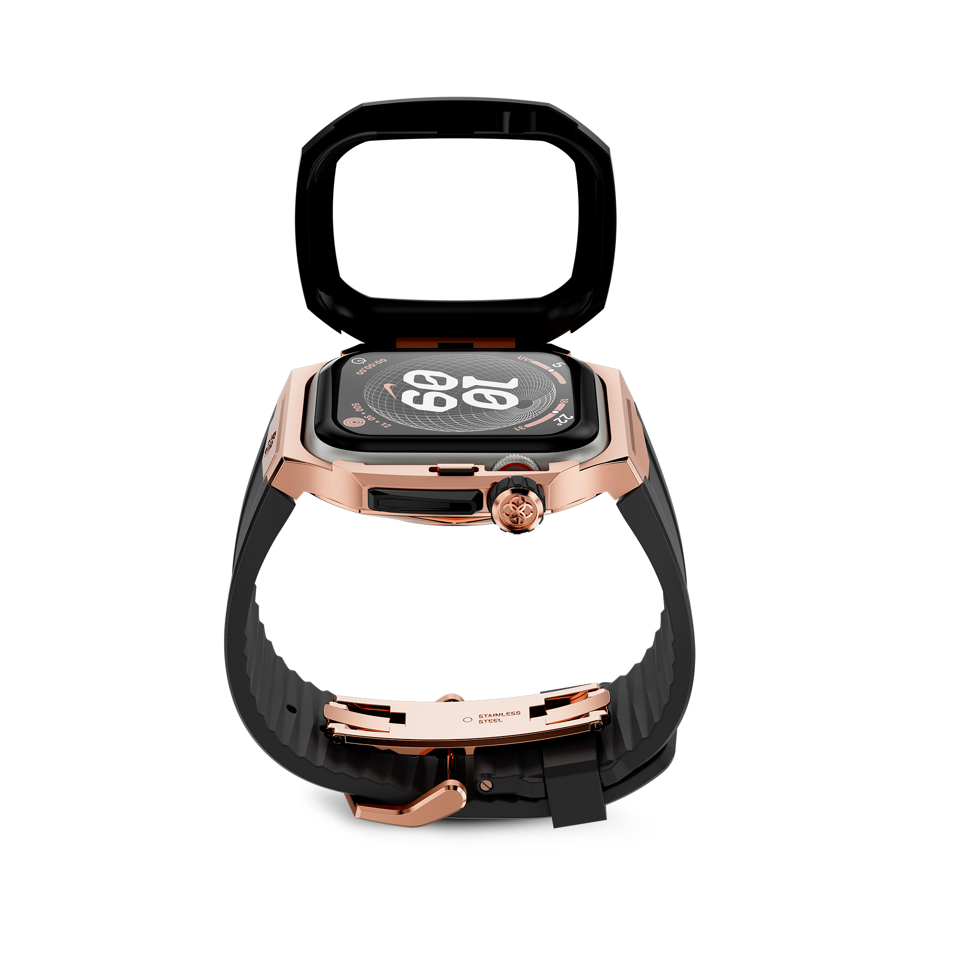 GOLDEN CONCEPT ゴールデンコンセプト Apple Watch Case - SPIII41 - Rose Gold / Black ブラック