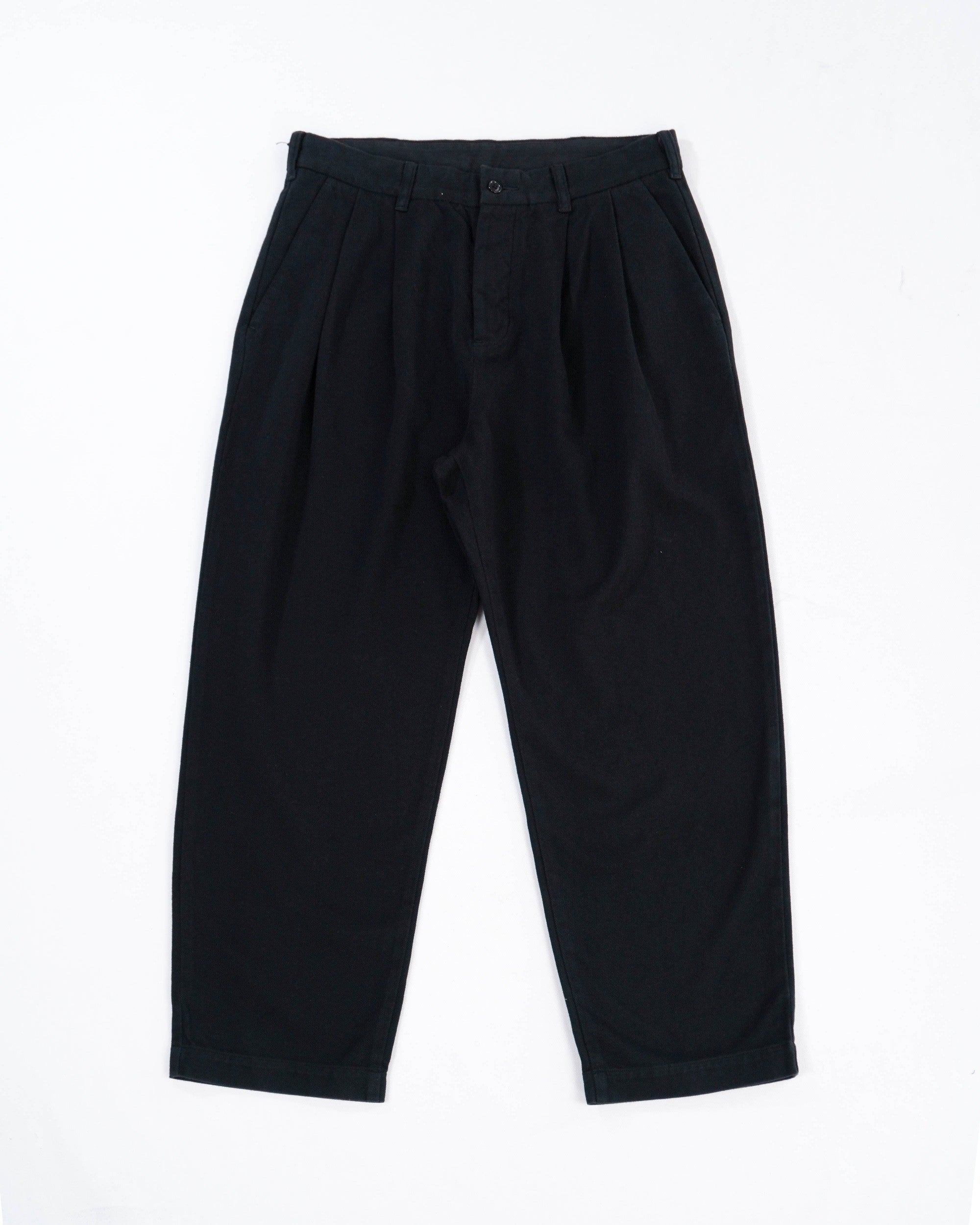 SILKNIZED CHINO TROUSERS AUT-109SN-026 チノパン トラウザーズ 2タック コットン 100% 日本製 / BLACK