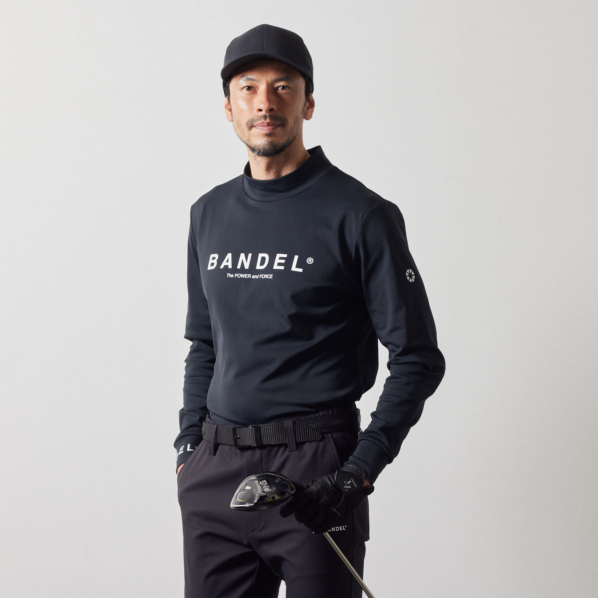 BASIC LOGO L/S MOCK NECK SHIRTS BGS-4ABLMC モックネックシャツ ハイストレッチ 保温 UVカット / BLACK