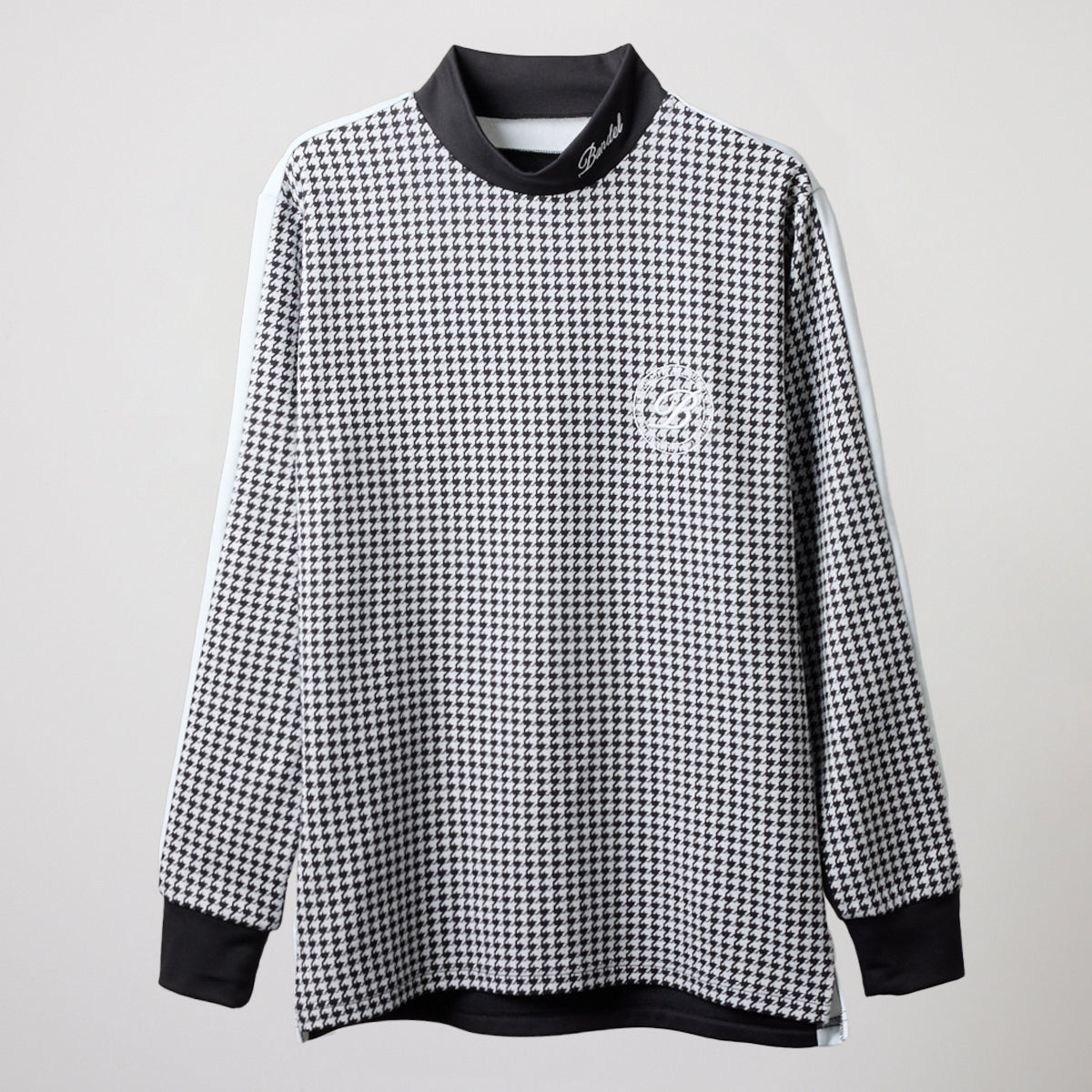 HOUNDSTOOTH BICOLOR L/S MOC SHIRTS BGS-4AHBMC モックネックシャツ 新素材 速乾 軽量 / BLACK