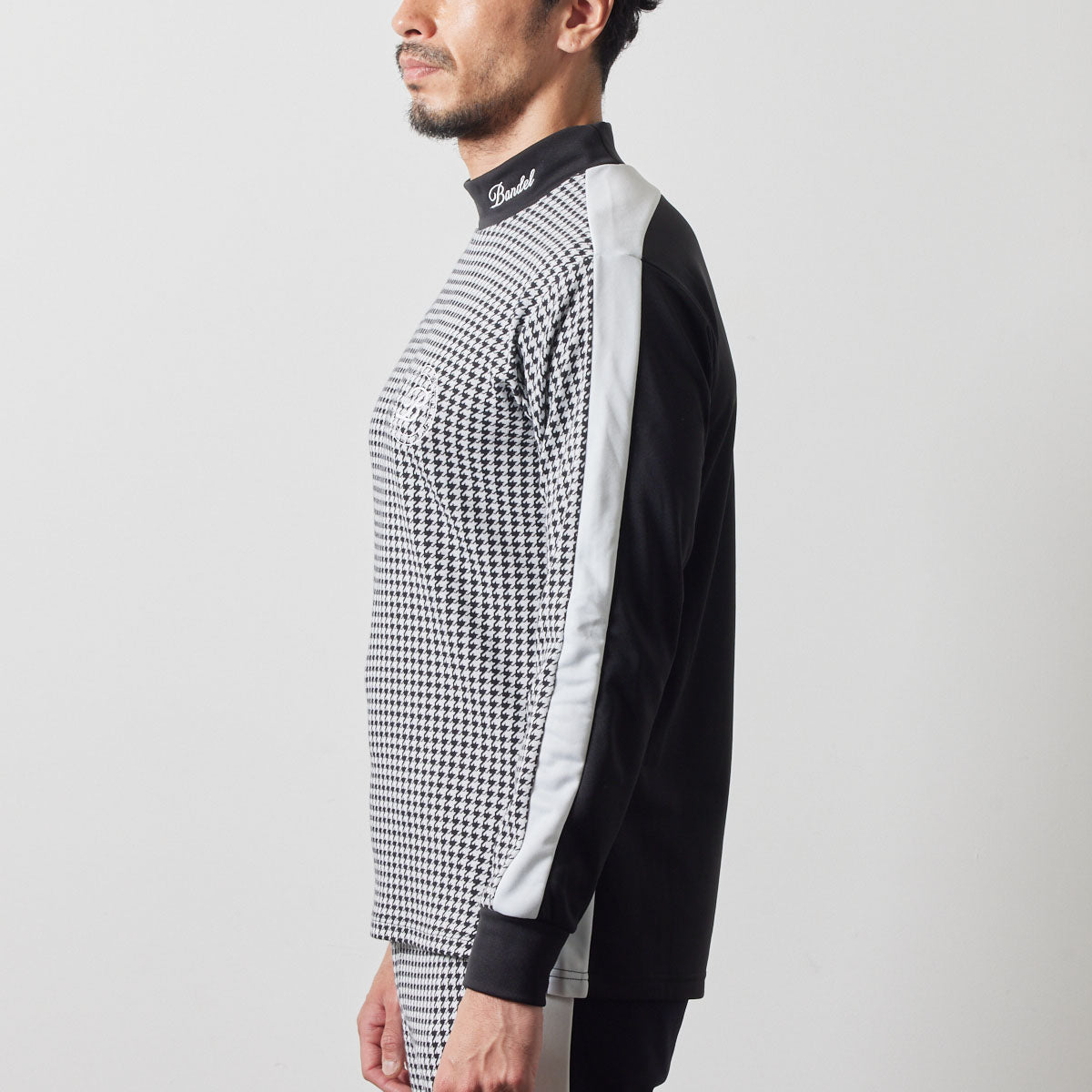 HOUNDSTOOTH BICOLOR L/S MOC SHIRTS BGS-4AHBMC モックネックシャツ 新素材 速乾 軽量 / BLACK