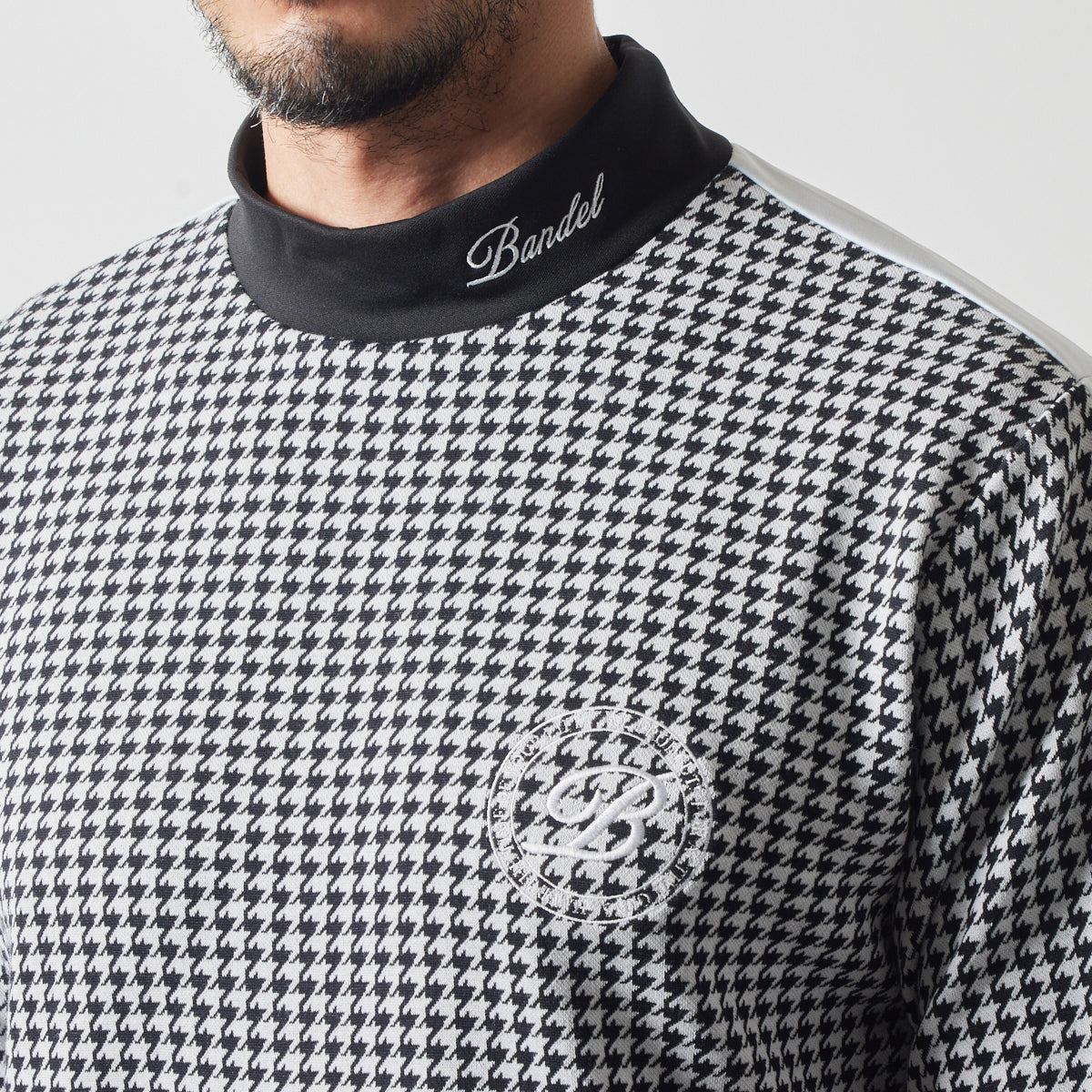 HOUNDSTOOTH BICOLOR L/S MOC SHIRTS BGS-4AHBMC モックネックシャツ 新素材 速乾 軽量 / BLACK