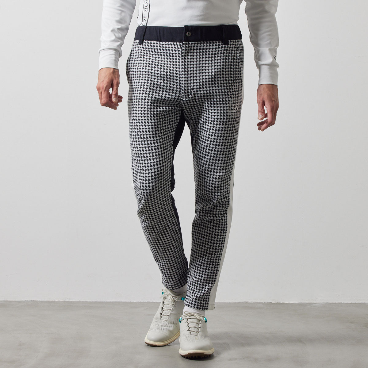 HOUNDSTOOTH BICOLOR TAPERED PANTS BGS-4AHBTP テーパードパンツ 4wayストレッチ 脚長効果 発熱素材 セットアップ / BLACK