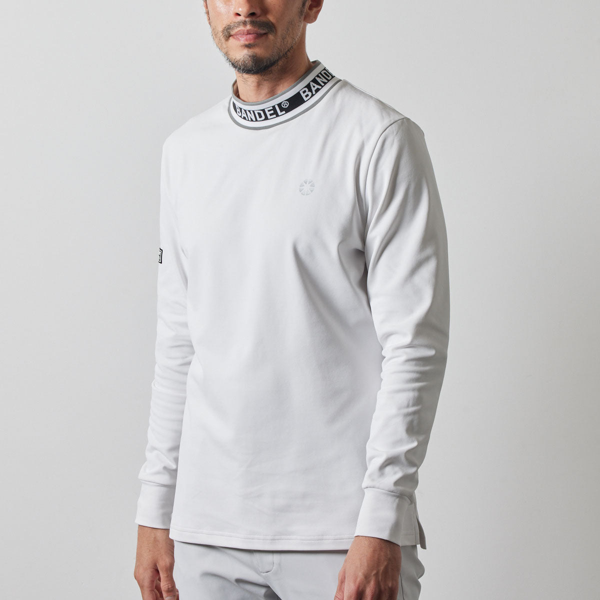 JACQUARD RIB L/S MOC SHIRTS BGS-4AJRMC モックネックシャツ ハイストレッチ 保温 UVカット 軽量 / WHITE