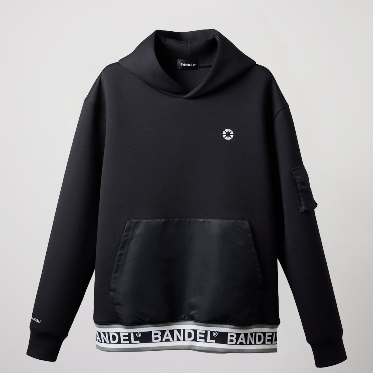 NYLON POCKET P/O HOODIE BGS-4ANPHD 軽量 ダンボール素材 異素材MIX セットアップ / BLACK