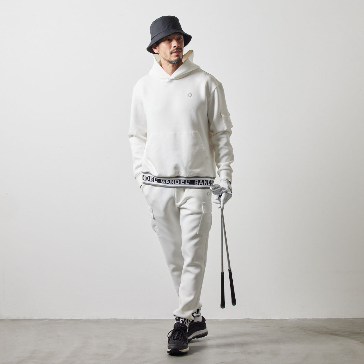 NYLON POCKET P/O HOODIE BGS-4ANPHD 軽量 ダンボール素材 異素材MIX セットアップ / WHITE