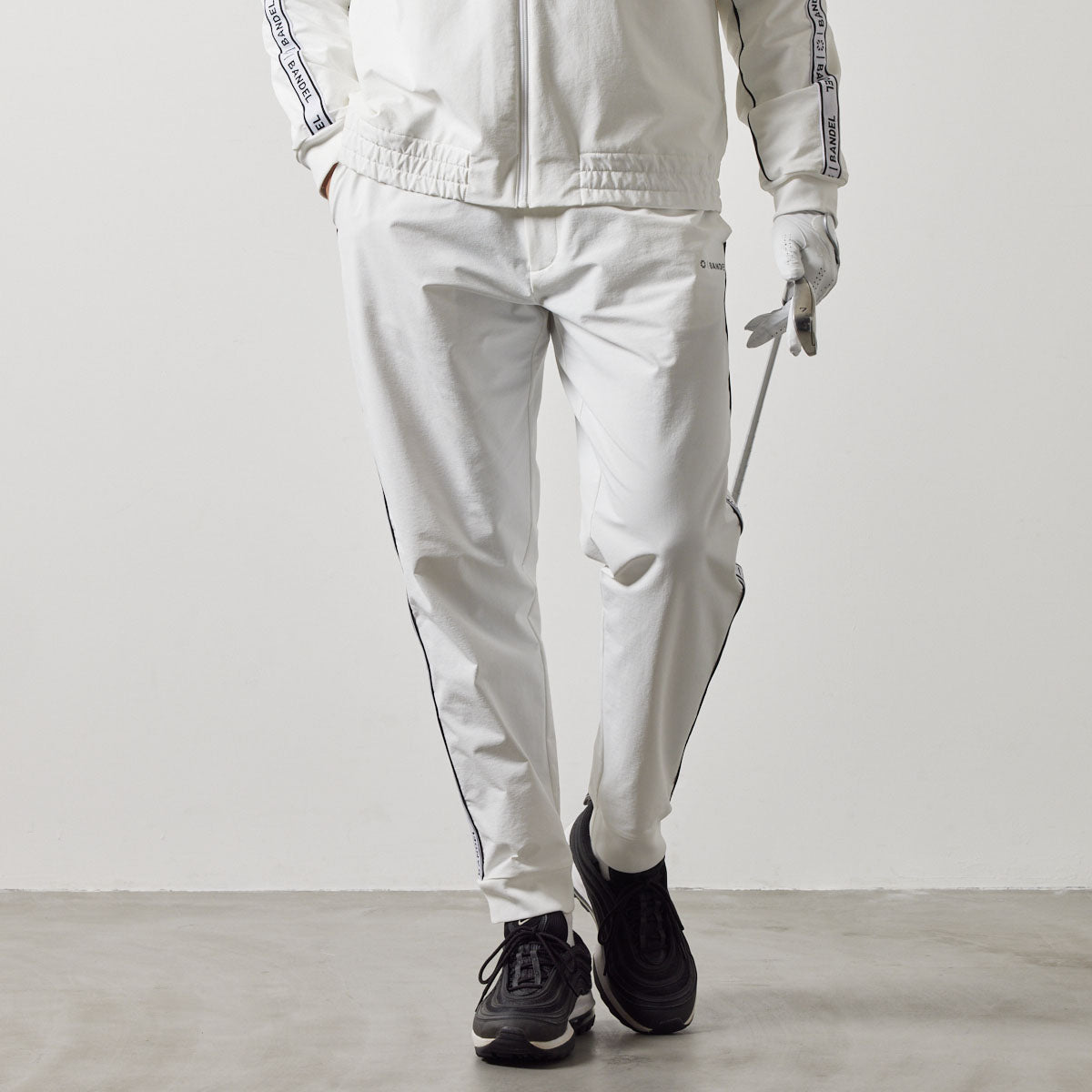 WATER REPELLENT PIPING LONGPANTS BGS-4AWPLP 高耐久 4WAYストレッチ 撥水 起毛 イージーケア セットアップ / WHITE