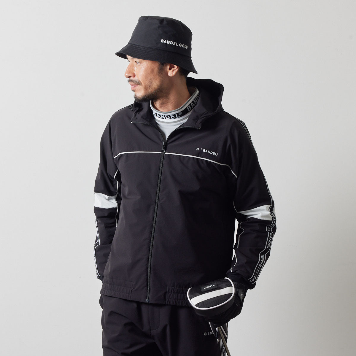 WATER REPELLENT PIPING ZIP PARKA BGS-4AWPZP 高耐久 4WAYストレッチ 撥水 起毛 イージーケア セットアップ / BLACK