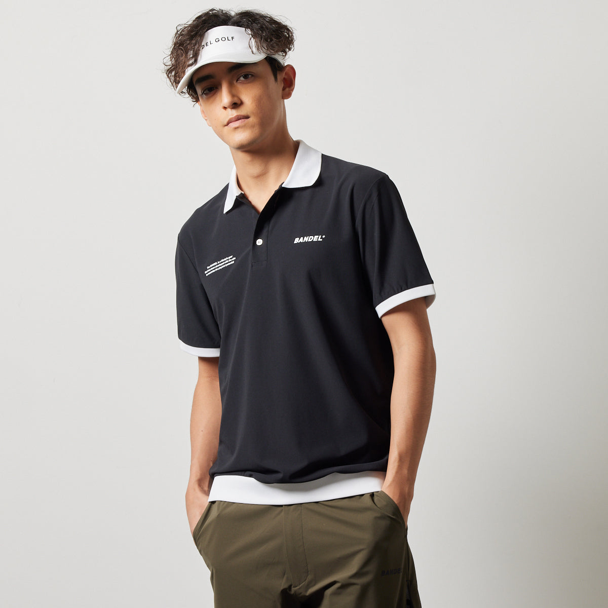 BANDEL GOLF バンデルゴルフ ポロシャツ BICOLOR RIB S/S POLO SHIRTS BGS-4SLFPL BLACKxWHITE