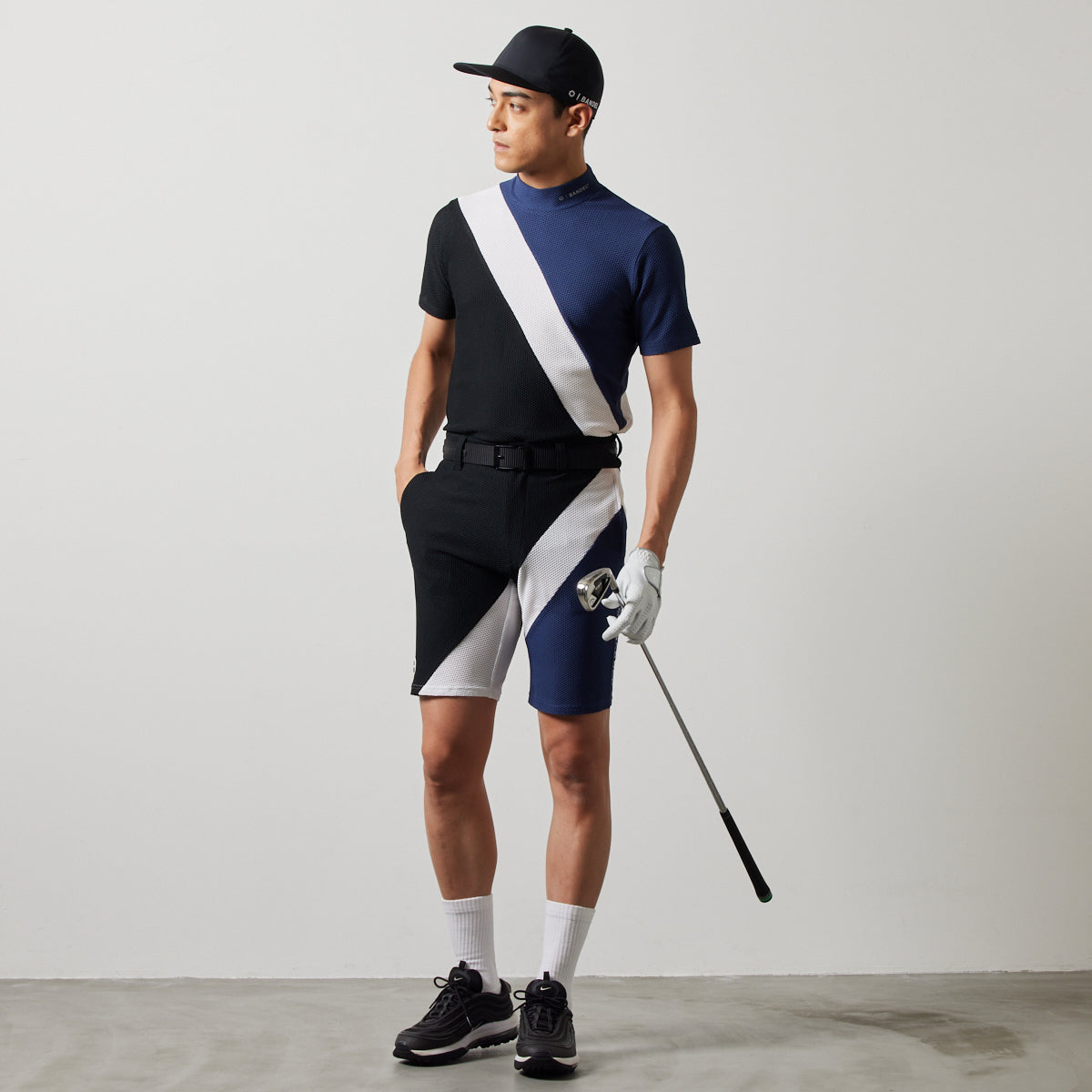 BANDEL GOLF バンデルゴルフ モックネック STRIPES SWITCH S/S MOCK NECK SHIRTS BGS-4SSTMC NAVYxWHITExBLACK