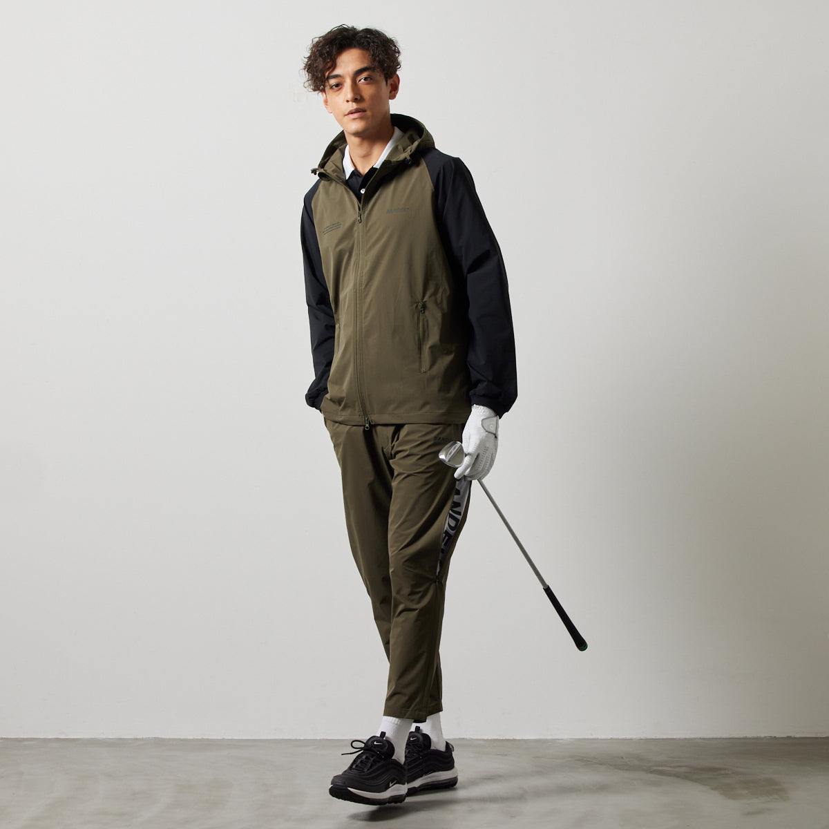 BANDEL GOLF バンデルゴルフ ジップフーディー セットアップ VENTILATION WOVEN JACKET BGS-4SVWJK KHAKIxBLACK カーキ ブラック