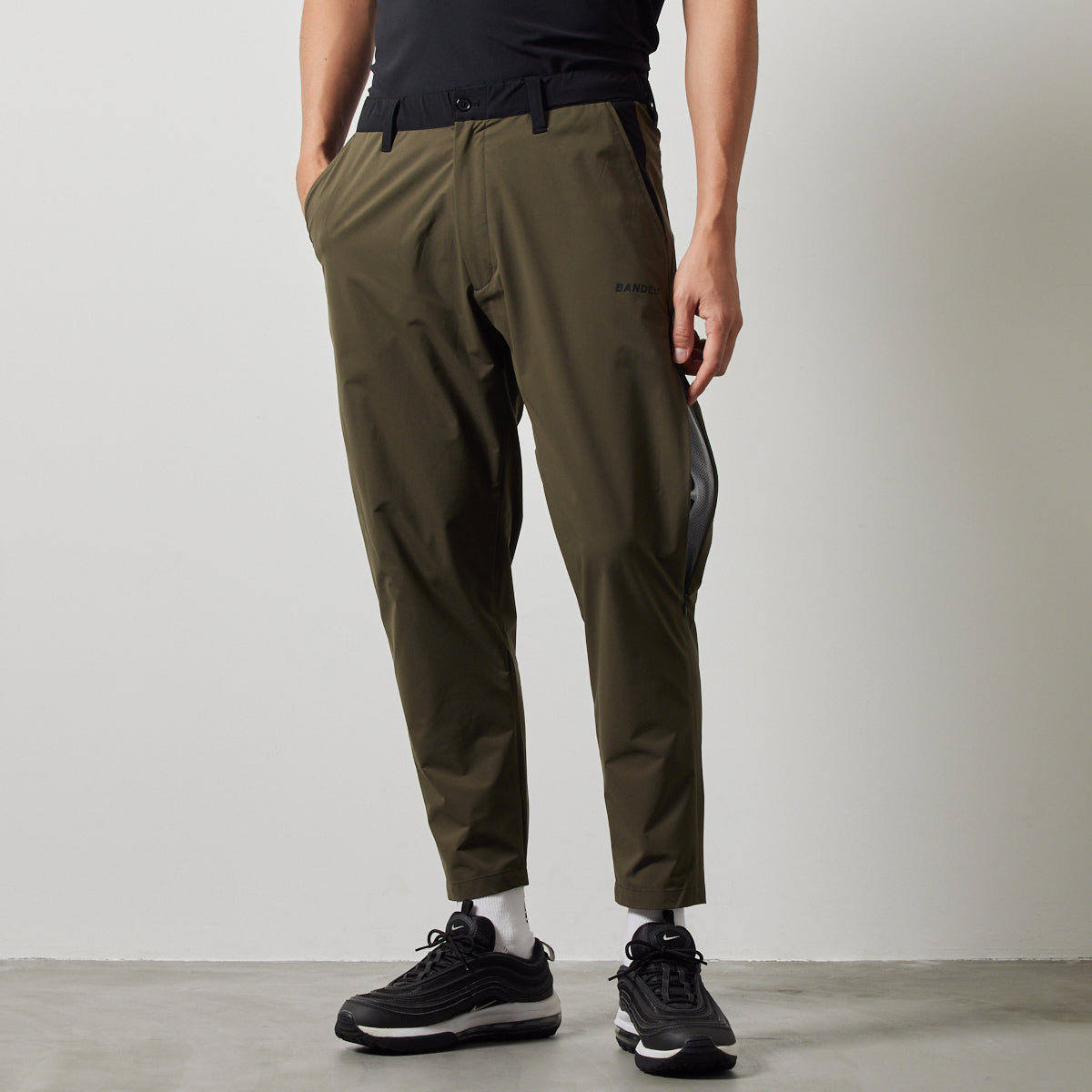 BANDEL GOLF バンデルゴルフ ロングパンツ セットアップ VENTILATION WOVEN LONG PANTS BGS-4SVWLP KHAKIxBLACK カーキ ブラック