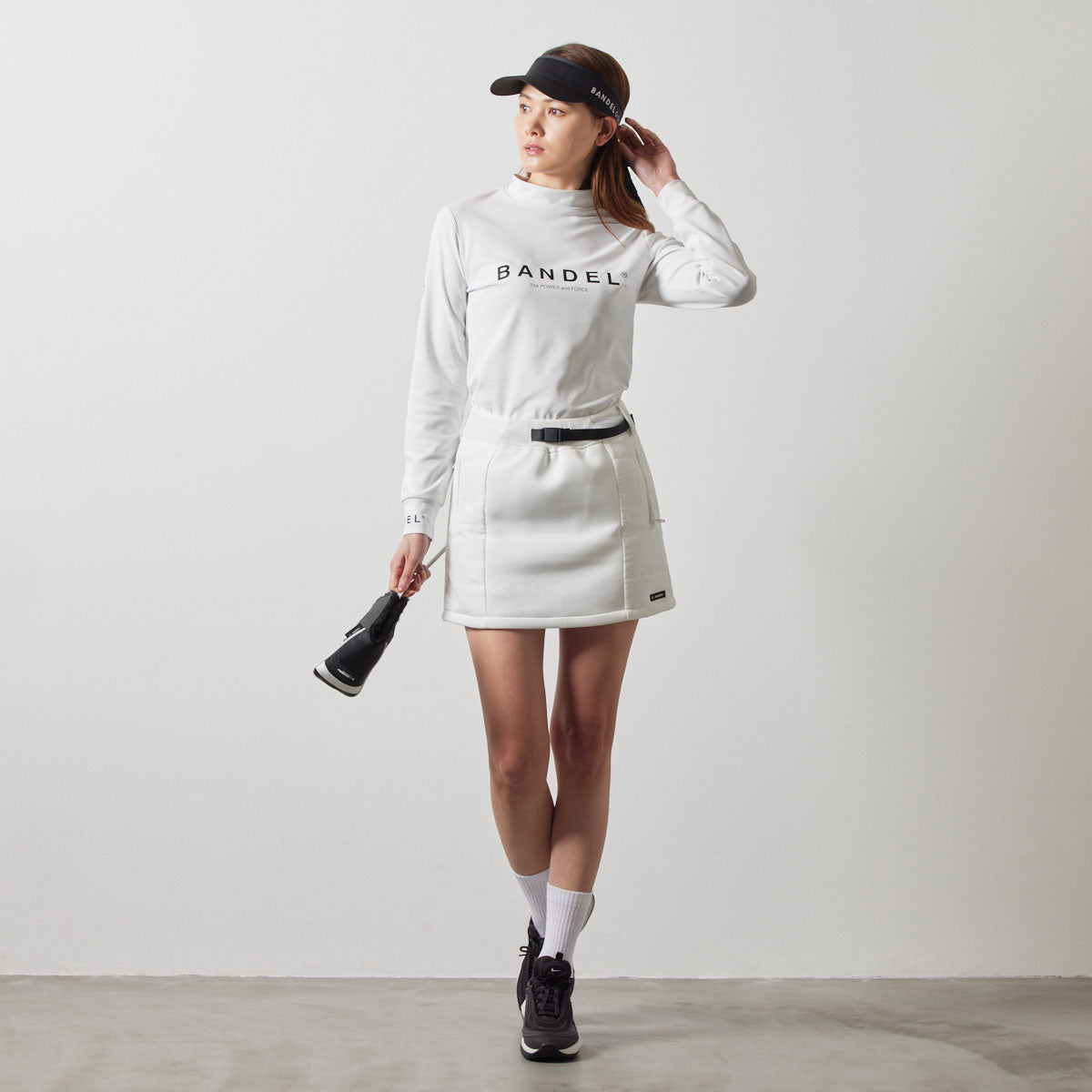 WOMENS BASIC L/S MOCK NECK SHIRTS BGS-W4ABLM モックネックシャツ ハイストレッチ 保温 UVカット / WHITE