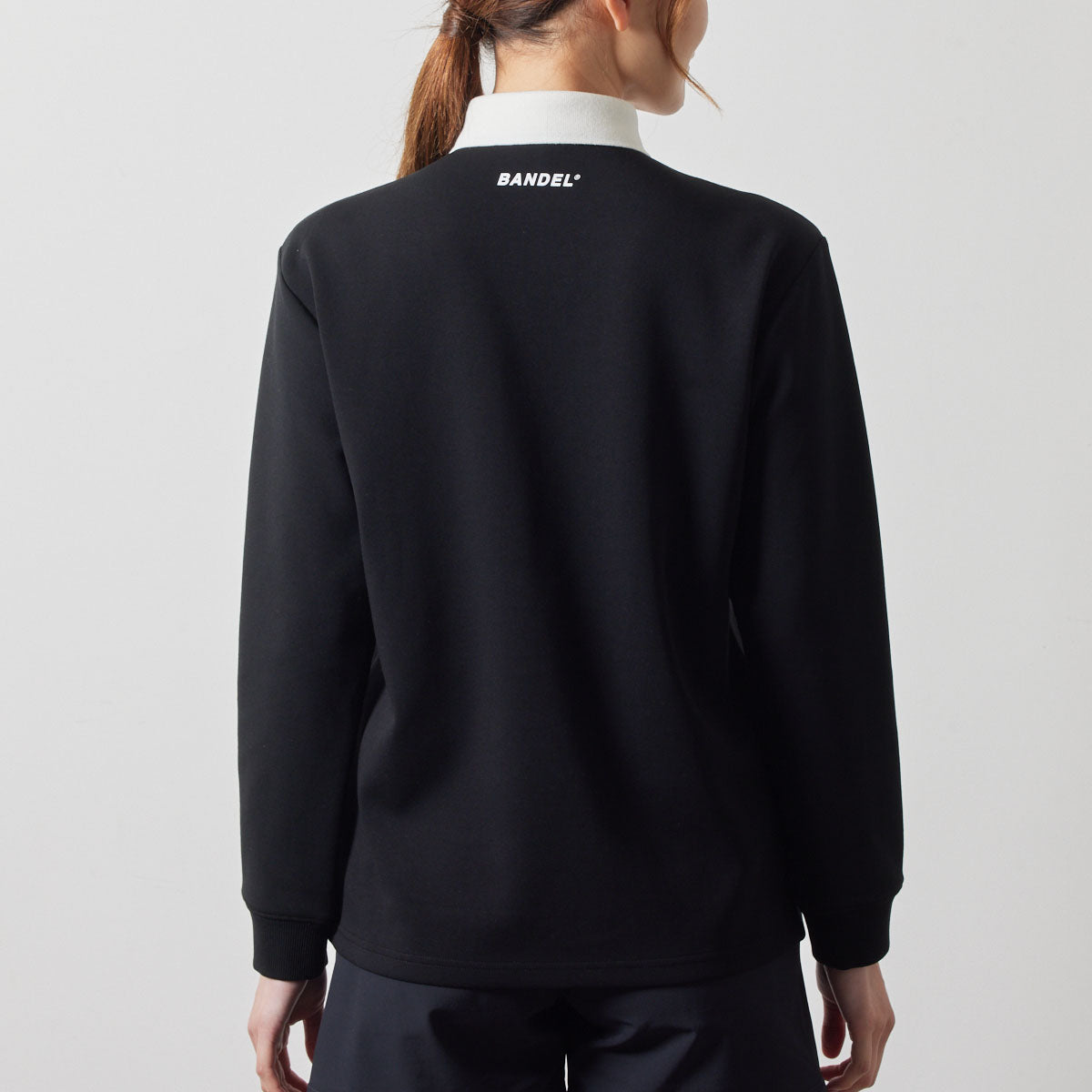 WOMENS COLOR BLOCK L/S RUGBY POLO BGS-W4ACBRP ポロシャツ ストレッチ 保温 軽量 / BLACK×WHITE