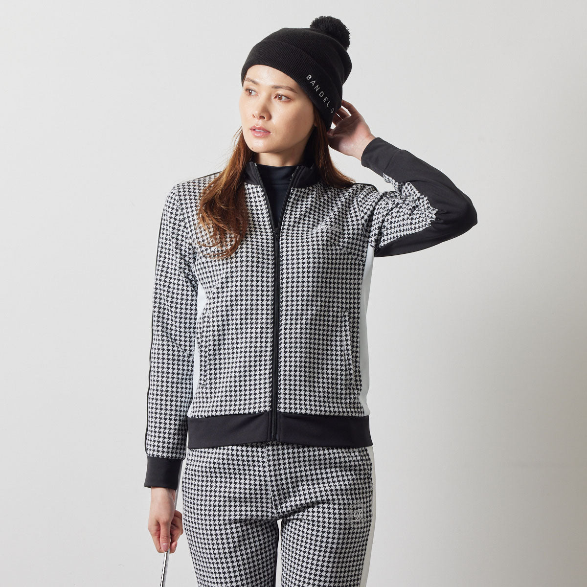 WOMENS HOUNDSTOOTH BICOLOR BLOUSON BGS-W4AHTBB ブルゾン 保温 新素材 セットアップ / BLACK