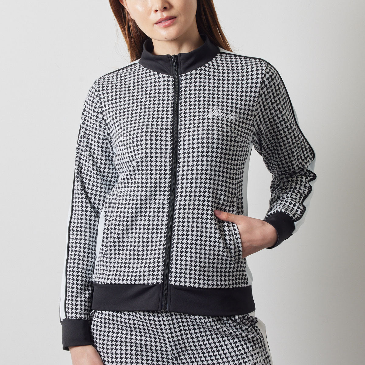 WOMENS HOUNDSTOOTH BICOLOR BLOUSON BGS-W4AHTBB ブルゾン 保温 新素材 セットアップ / BLACK